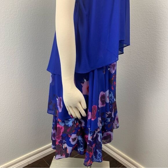 Badgley Mischka Popover Floral Ruffle Mini Dress 14 - Picture 5 of 15